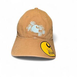 Carhartt Women's Tan adjustable baseball cap with gray embroidered floral logo